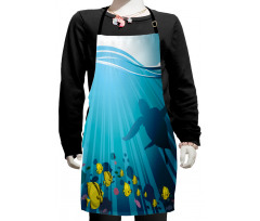 Fish in the Wavy Ocean Kids Apron