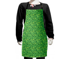 Floral Swirling Lines Kids Apron