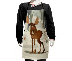 Funny Elk Mascot Kids Apron