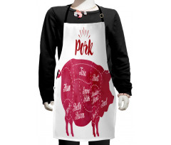 Cutting Pig Meat Diagram Kids Apron