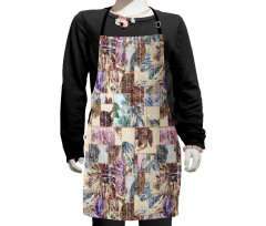 Grunge Abstract Floral Art Kids Apron