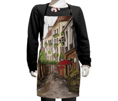 Romantic Patio Scene Sketch Kids Apron