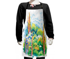 Floral Nature Meadow Trees Kids Apron