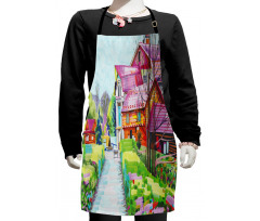 Rural Old Village Houses Kids Apron