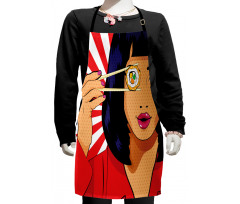 Pop Art Style Girl with Sushi Kids Apron