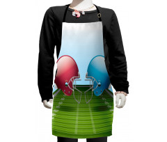 Football Hardhats on Field Kids Apron