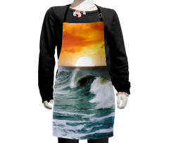 Sunset over Wavy Ocean Kids Apron