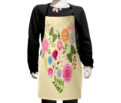 Colorful Flowers Butterflies Kids Apron