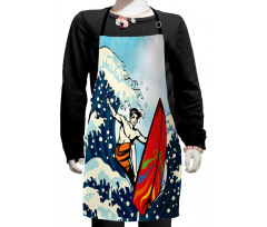 Summer Cartoon Surfing Boy Kids Apron