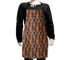 Colorful Cats Holding Hearts Kids Apron