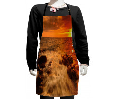 Ocean with Rocks at Sunset Kids Apron