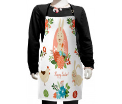 Pastel Bunny Flowers Cartoon Kids Apron