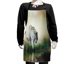 Albino Tiger Near a River Kids Apron