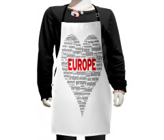 European Country Names Heart Kids Apron