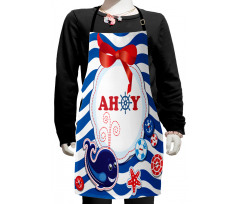 Marine Ahoy Cartoon Whale Kids Apron