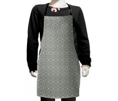 Floral Hatched Motifs Kids Apron