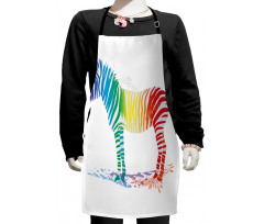 Zebra Rainbow Colors Kids Apron