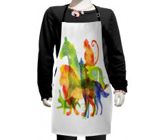 Watercolor Illustrations Kids Apron