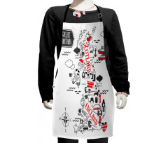 Typography with Map Doodle Kids Apron