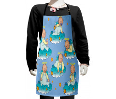 Babies on Clouds in Cartoon Kids Apron