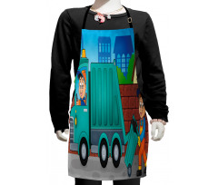 Waste Vehicle and Men Kids Apron