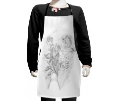 Pencil Drawing of Roses Kids Apron