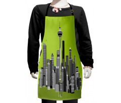 Greyscale Buildings Kids Apron