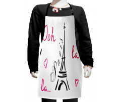 Eiffel Tower with Hearts Kids Apron