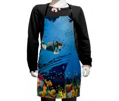 Graphics of Diver Shipwreck Kids Apron