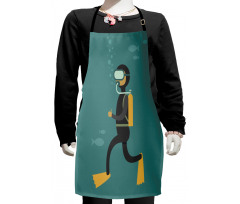 Man in Snorkels Underwater Kids Apron