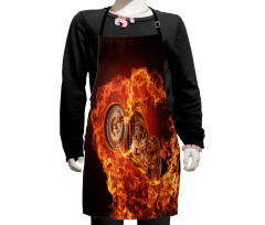 Motorbike in Fire Kids Apron