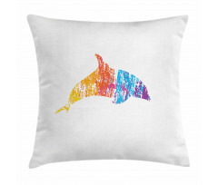 Deniz Minder Kılıfı Beyaz Fon Üzerinde Rengarenk Yunus Çizimi
