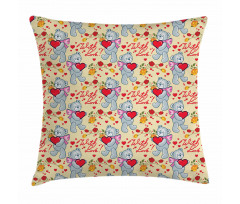 Bears Hearts Pillow Cover