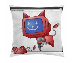 Funny Computer Cat Mouse Pillow Cover