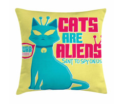 Cats are Aliens Cartoon Pillow Cover