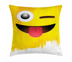Winked Tongue Smiley Pillow Cover