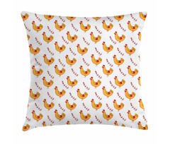 Doodle Chickens and Branches Pillow Cover