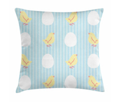 Baby Animal and Eggs Stripes Pillow Cover