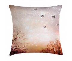 Butterflies Trees Sky Pillow Cover