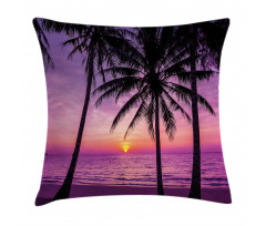 Palms Silhouette Purple Pillow Cover