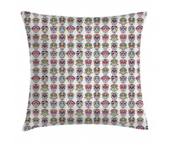 Skulls with Flowers Pillow Cover