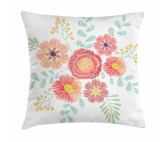 Pastel Folkloric Flowers Pillow Cover