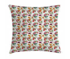 Lilies Blossoms Skull Pillow Cover