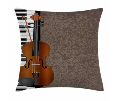 Piano and Violin Grunge Art Pillow Cover
