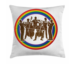 Musicians in Rainbow Circle Pillow Cover