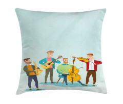 Cartoon Happy Band Concert Pillow Cover