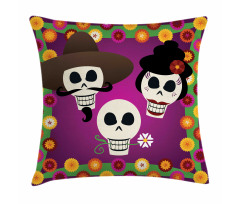 Folk Sugar Skulls Pillow Cover