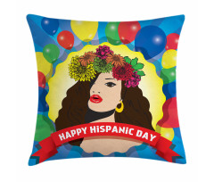 Pop Art Girl and Balloons Pillow Cover