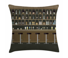 Bar Stools and Bottles Pillow Cover