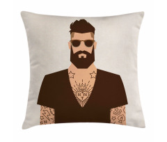 Tattooed Hipster Cartoon Pillow Cover